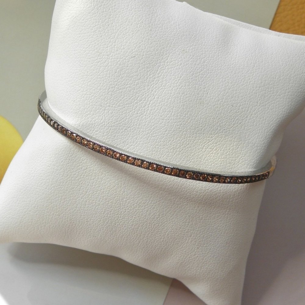 New special safety buckle solid 925 sterling silver & CZ bangle - Picture 2 of 5